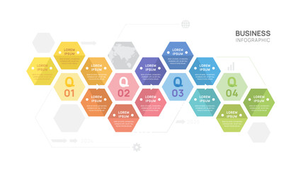 Wall Mural - infographic hexagon diagram 12 steps template for business, presentation vector infographics.