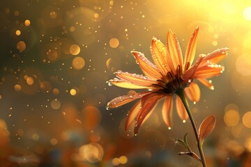 Wall Mural - Orange Flower with Bokeh Background
