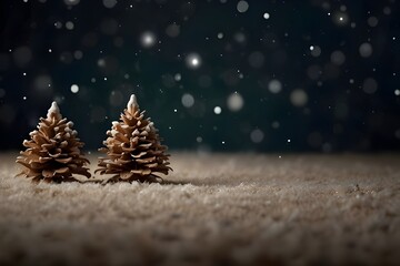 christmas background with cones and snow