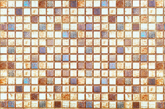 Checkered warm surface with brown orange and blue colors