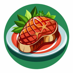 Sticker - vector illustration of meat steak