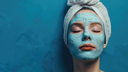 Wall Mural - Face pack on blue background