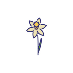 Wall Mural - Daffodil line icon. Flower, spring, botany. Flower concept. Vector illustration can be used for topics like nature, biology, botany
