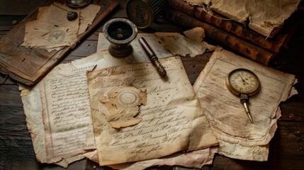 detailed historical documents and artifacts high quality images