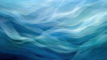 Wall Mural - Abstract background of flowing curves and soft gradients captures the essence of tranquil seascape. Waves of azure and blue blend harmoniously, evoking serene dance of oceanic currents. Generative AI