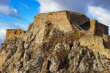 Ruins on the top Devín Castle located 12 km from the historical centre of Bratislava and within the borders of the district of Devín. It is one of the largest and oldest castles in Slovakia.