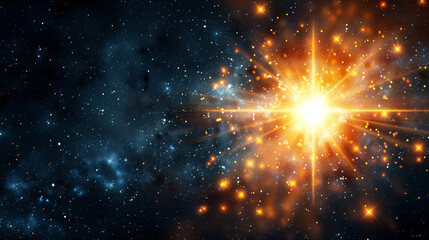 Abstract  nebula star energy ball burst explosion releasing  energy field in space