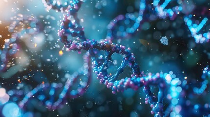 Poster - Advancements in biotechnology and bioengineering involve DNA synthesis replication modification and mutation processes Copy space image Place for adding text or design