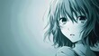 © Artyom - Monochrome anime-style illustration of young female character looking emotional