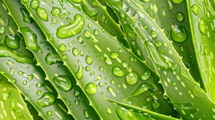 Fresh green leaf with water droplets close-up