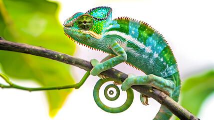 Wall Mural - cute funny chameleon - Chamaeleo calyptratus on a branch