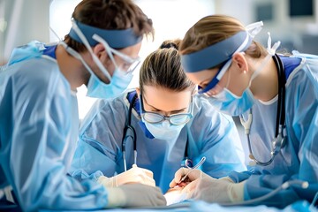 Poster - Medical Team Providing Assistance with Laryngoscope During Emergency Procedure