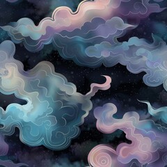 Wall Mural - ethereal cosmic clouds in surreal space illustration