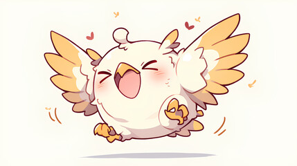 Sticker - Cute baby eagle with fluttering wings