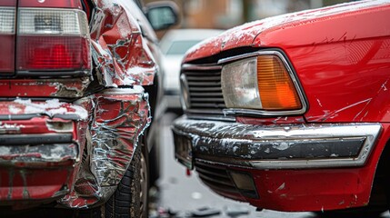 Poster - Illustrate a fender bender in a parking lot between two cars trying to back out of adjacent spaces.