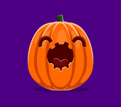 Halloween font, letter O pumpkin lantern monster for horror cartoon alphabet, vector type. Halloween holiday font as spooky character, letter O pumpkin with scary scream face for kids horror typeface
