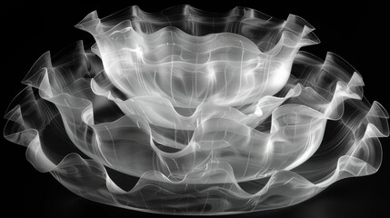 Wall Mural - X-ray scan of a set of nesting bowls, revealing the sizes and shapes of each bowl.