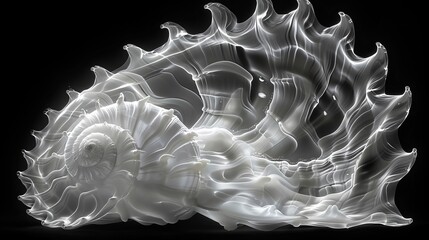 Wall Mural - X-ray scan of a seashell, showcasing the delicate internal structure and spiral pattern.