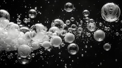 Poster - Closeup of White Bubbles Rising in Black Liquid