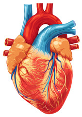 Human Heart Anatomy Illustration Isolated on Transparent Background