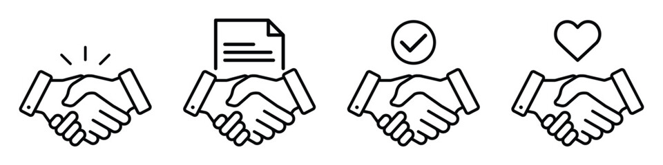 Poster - handshake icon set. business agreement, friendly handshake icons. partnership deal symbol for apps, 