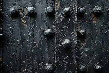 Wall Mural - Dark and Grunge Industrial Metal Texture with Rivets and Peeling Paint