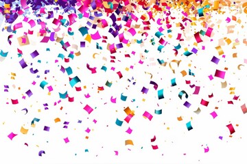 Colorful confetti falling festive decoration for party celebration illustration on white background
