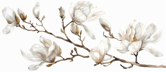 Wall Mural - This decorative floral clip art illustration features a white flowering dogwood branch featuring a photo manipulation effect.