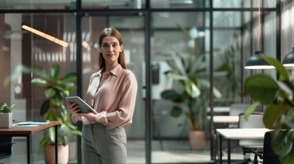 Wall Mural - The businesswoman with tablet