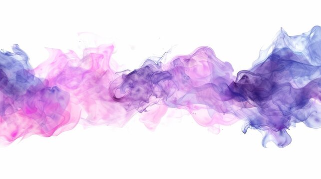 Flowing watercolor paint swashes, lilac and blush pink, isolated on transparent background, generative AI