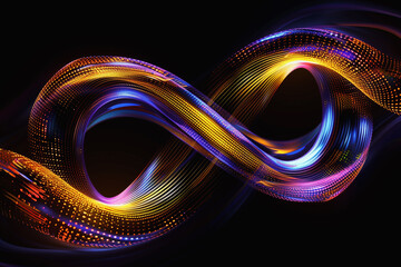 Wall Mural - A vibrant and abstract infinity symbol with colorful, flowing lines against a dark background.