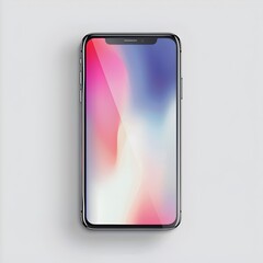 Poster - Vector illustration of a blank smartphone mockup with a transparent screen on an isolated background, shown from the front view. A realistic and detailed phone in a modern design