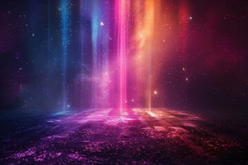 Wall Mural - A colorful, multi-colored, and starry sky with a rainbow-like light