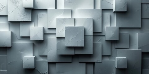 Poster - Abstract 3D Grey Cubes Pattern