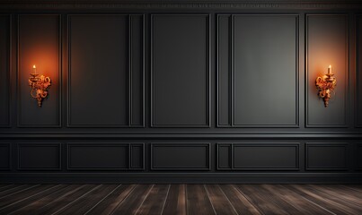 Canvas Print - Dark and Elegant Interior with Wall Sconces