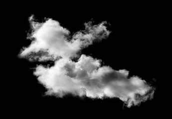 Wall Mural - White Clouds Sky on Black background, Isolated abstract soft group of fluffy Smoke, Steam, Fog or Haze,Wide horizontal illustration of nature elements for landscape design..