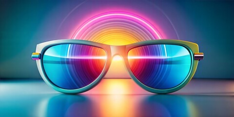 Wall Mural - 3d rendering of a rainbow colored sunglasses