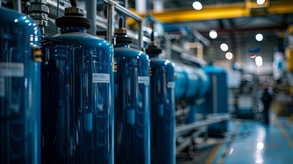 Wall Mural - Water purification filtration equipment in a plant workshop