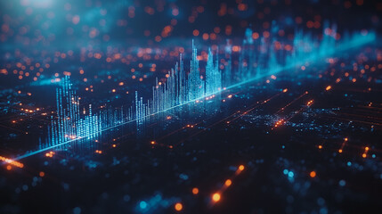 Poster - The blue finance business graph chart provides a clear visual representation of economic indicators and growth metrics.
