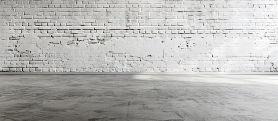 Poster - A light, empty room with a white brick wall and concrete floor, perfect for a copy space image.