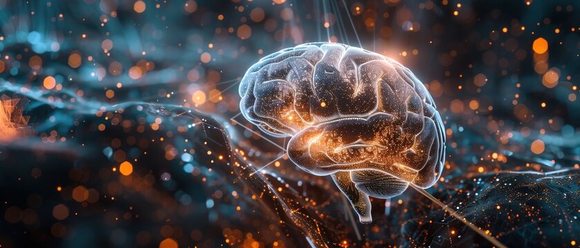 Minimalistic brain stock photo background for AI in education presentation