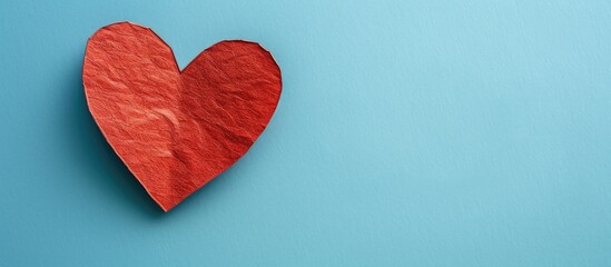 Aufkleber - Heart-shaped red paper on a blue backdrop with copy space image.