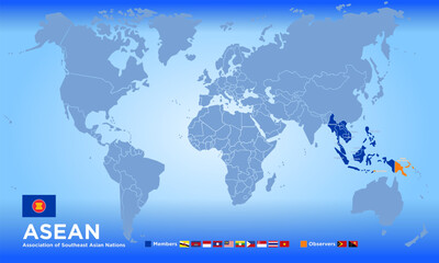 ASEAN, Association of Southeast Asian Nations countries map, vector illustration