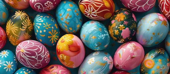Aufkleber - Easter eggs are colorful, decorated eggs symbolizing Easter. Copy space image. Place for adding text and design