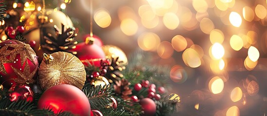 Poster - festive christmas ornaments with ample copy space image.