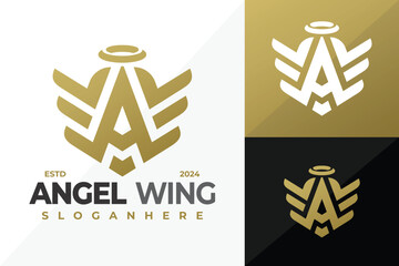 Sticker - Letter A Angel Wing Logo design vector symbol icon illustration