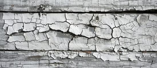 Poster - Old dark grey wooden wall with cracking white paint offers a vintage appearance, providing an excellent copy space image.