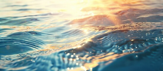 Canvas Print - Rippling water surface with sun glare, a tranquil nature background, perfect for a vacation concept with copy space image.