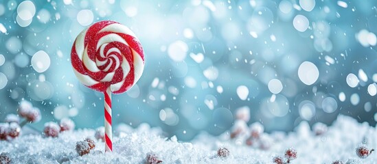 Poster - A festive winter-themed lollipop can be a charming Christmas gift with ample copy space images.
