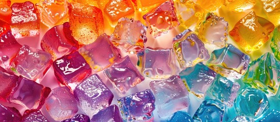 Leinwandbilder - Colorful backdrop with ice cubes creating copy space image.